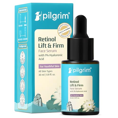 Pilgrim 0.5% Retinol & 1% Hyaluronic Acid Lift & Firm Serum with Pomegranate | Anti-Aging Face Serum for Wrinkles & Fine Lines | Hydrating Skin Tightening Formula | All Skin Types | 1.01 Fl Oz (30ml)