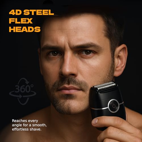 Electric Razor for Men, Portable Foil Shaver with Beard Trimmer, USB-C Fast Charging, IpX7 Waterproof Wet/Dry, Mini Pocket Travel Shaver for Home, Gym and Trips.