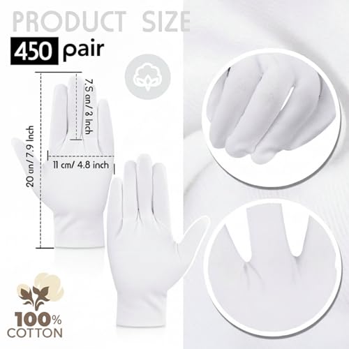Jecery White Cotton Gloves Bulk Pack Moisturizing Overnight Dry Hand Eczema Thin Inspection Liner for Jewelry Coin Collection