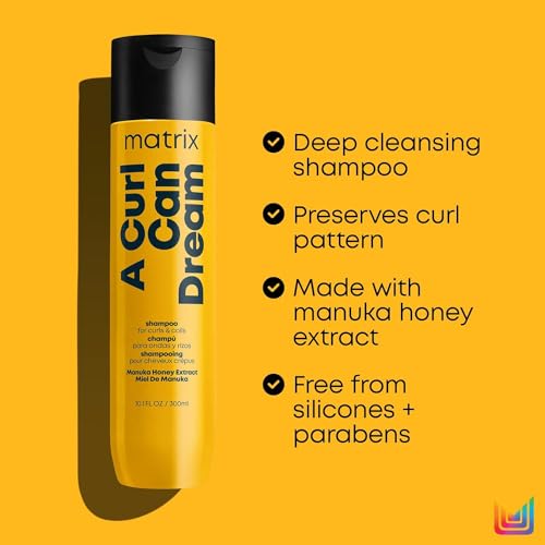Matrix A Curl Can Dream Deep Cleansing Shampoo and Rich Hair Mask Set | Preserves Curl Pattern, Removes Build Up | For Curly & Coily Hair | Silicone & Paraben Free | With Manuka Honey Extract