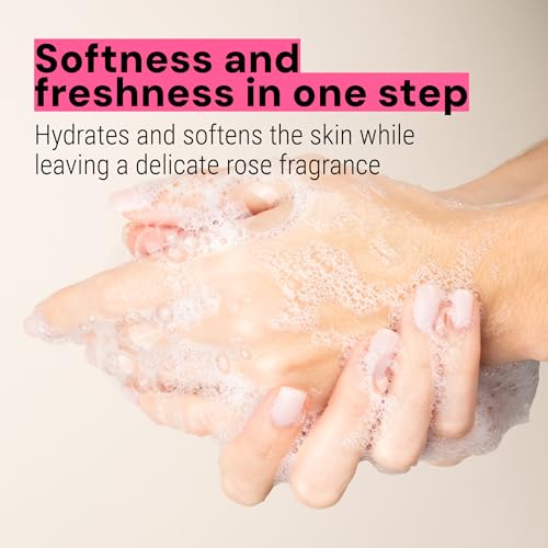 Panier des Sens - Rose Marseille Liquid Hand Soap + 2 Hand Soap Refills - Moisturizing Soap with Coconut Oil - Bathroom & Kitchen Foaming Soap - 96% Natural Ingredients Hand Wash - 50.7 Fl.oz