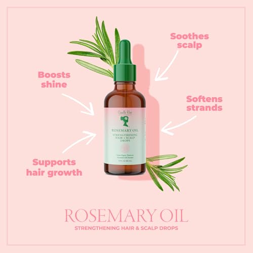Camille Rose Rosemary Oil Strengthening Hair + Scalp Drops ? Castor, Peppermint & Tea Tree Oil Blend for Strength & Resilience, Dry Scalp Treatment, Split Ends, 1.9 Fl Oz