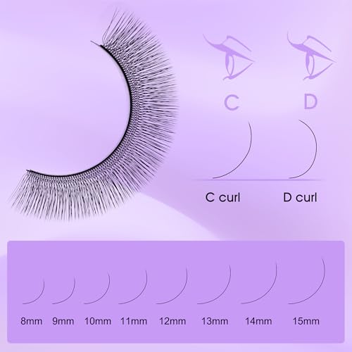 5D U Shape Lash Extensions Easy Fan Russian Volume U Eyelash C/D Curl 0.07mm Natural U Shaped 12 Rows Premade Eye Lashes Supply(Black,0.07C,8-14mm)