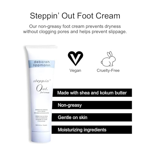 Deborah Lippmann Steppin' Out Foot Cream | Moisturizes & Softens Dry Feet, Restores Flexibility & Cracked Heels for Healthy Skin | Non-Greasy | 5.2 Oz