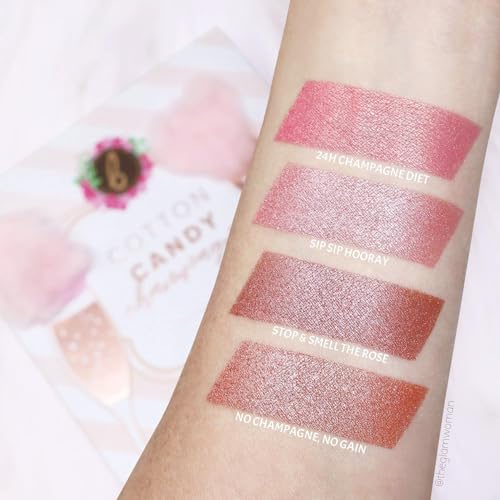 Beauty Bakerie Powder Blush Makeup Palette for Face & Cheeks, Matte and Metallic Highlighter Make up Set, 4 Highlight Shades, Cotton Candy Champagne