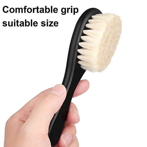 4 Pieces Barber Fade Brush Set with Natural Fiber Wooden Handle - Beard Styling Brush, Neck Duster, and Cleaning Brush for Men's Grooming
