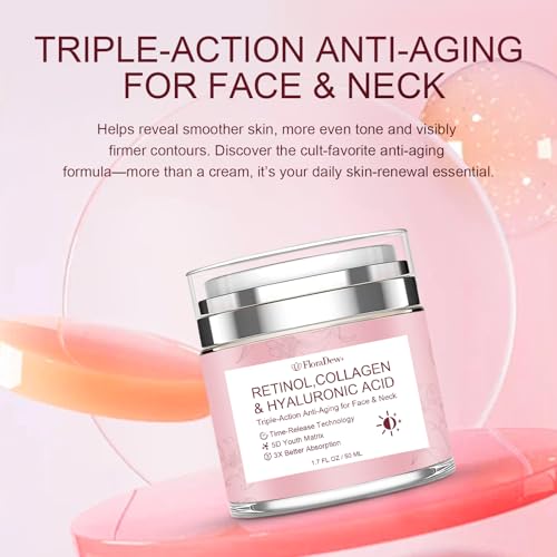 Retinol Collagen Hyaluronic Acid Anti-Aging Wrinkle Cream for Face & Neck Moisturizer Face Cream for Women 1.7 FL OZ