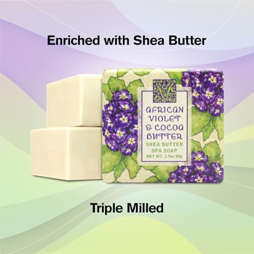 Greenwich Bay Mini Botanical Soap Bars ? 12 Pack 1.9 oz Each ? Individually Wrapped Guest Soaps for Airbnb, Spa, Travel, Bath ? Travel Size Bar Soap Set, African Violet