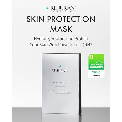 REJURAN¢ç Skin Protection Mask, c-PDRN¢ç ? Hydrating and Soothing Facial Sheet Mask for Irritated, Stressed, Repairs & Restores Skin Barrier with Panthenol & Allantoin, Korean Skin Care. 5-Pack