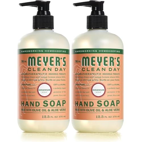 MRS. MEYER'S CLEAN DAY Hand Soap, Geranium, Made with Essential Oils, 12.5 oz- Pack of 2