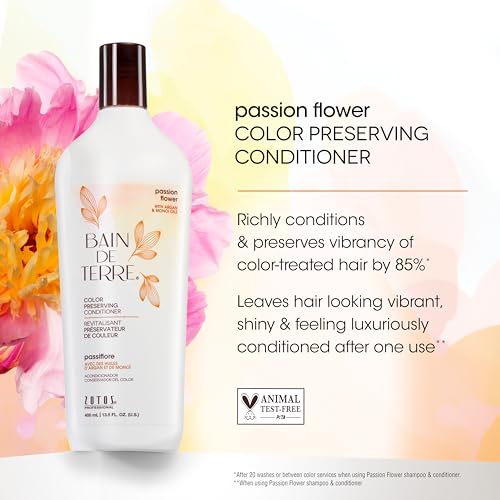 Bain de Terre Passion Flower Color Preserving Conditioner, Luxurious Hydration for Vibrant Color & Protection from Fading, with Argan & Monoi Oils, Paraben-free, Vegan