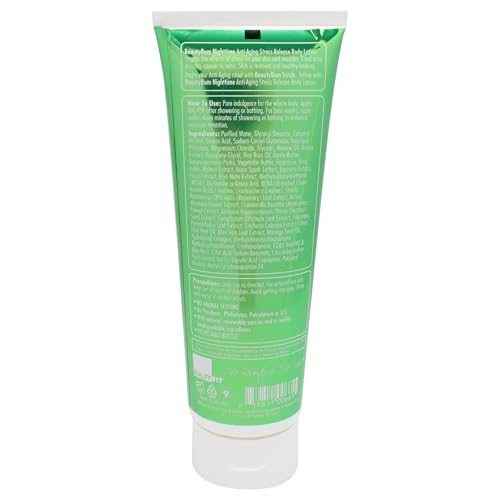 BeautyFit BeautyBum Nighttime Anti-Aging Stress Release Body Lotion - Helps Muscle Recovery - Moisturizes, Smoothes Skin - Tranquil Green Tea - 8 oz