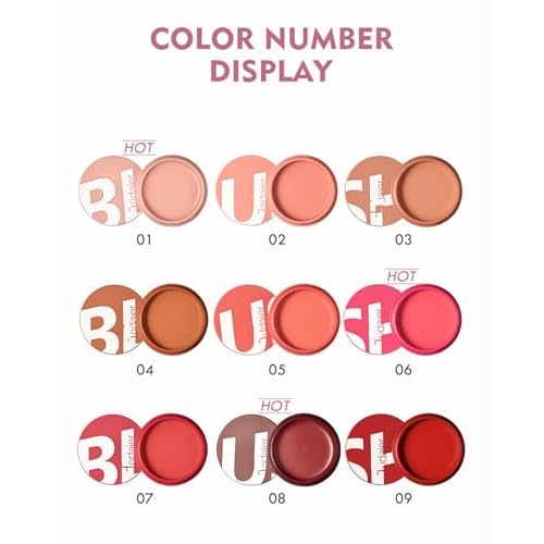 MAEPEOR Cream Blush 9 Color High-Pigmented Smooth Buildable Face Blush Long-Lasting Natural Look Blusher (Color 05)