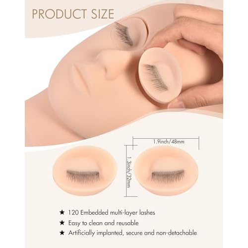 Realistic Eye Socket Replacements for Lash Mannequin Head, Soft Silicone Removable Eyelash Extension Training Eyes for Mannequin Heads, Professional Eyelash Extension Tools