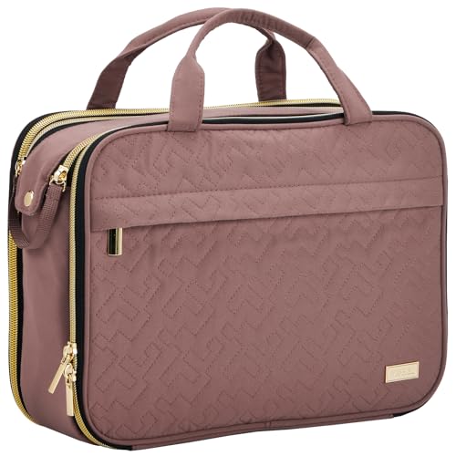 NISHEL Travel Makeup Bag Stand Up, Portable Cosmetic Organizer, Cosmetic Case for Travel-Size Toiletries, Rosewood-Pink