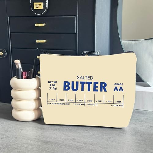 WCGXKO Salted Butter Makeup Bag - Funny Baking Gift for Butter Lovers