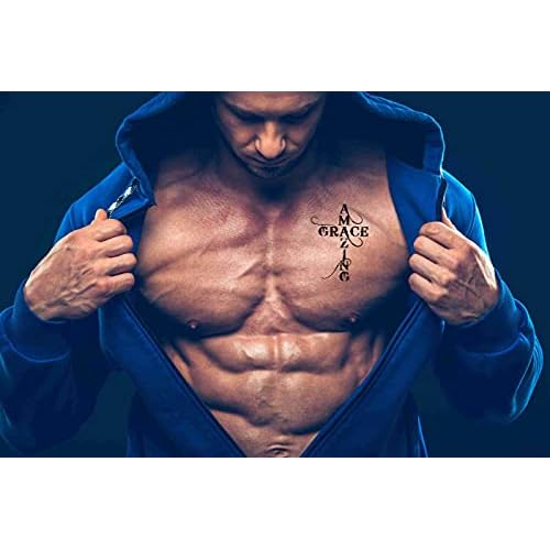 6 Sheets Temporary Tattoos Cross Grace Amazing Temporary tattoo Neck Arm Chest