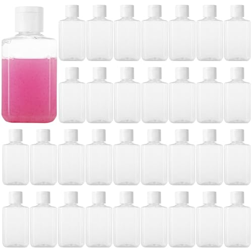 120 Pack 2 Oz Plastic Refillable Bottles with Flip Cap, Clear Hand Sanitizer Bottles, Travel Size Bottles with Flip Cap, Portable Reusable Containers with Lids for Shampoo,Body Soap,Toner, Lotion