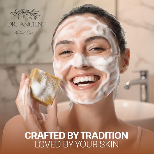 Dr.Ancient Sulphur Soap Bar Organic Natural Vegan Traditional Handmade Antique - Antibacterial, Effective For Acne - Absolutely No Chemicals! Pure Natural Soap! 5 Ounce (Pack of 2)