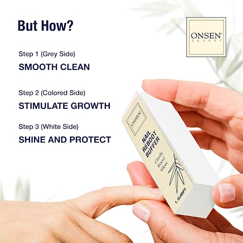 Onsen Secret Cuticle Conditioner Cream 30ml, 3 Way Japanese Nail Buffer Block, 6pcs Nail File Dual Grit. Cuticle Oil Nail Care Serum Sooth, Repair & Strengthen Cuticles & Nails + Shape & Shine Kit