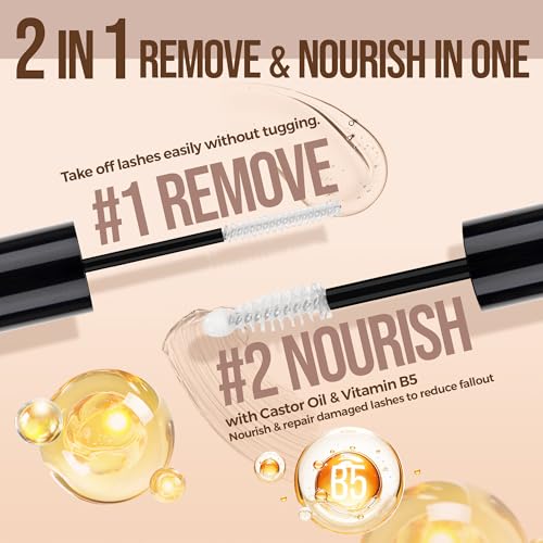 LASHVIEW Lash Remover and Conditioner, 5s Remove Eyelash Clusters Infused with Castor Oil to Improve Eyelash Resilience, Refreshed and Moisturized