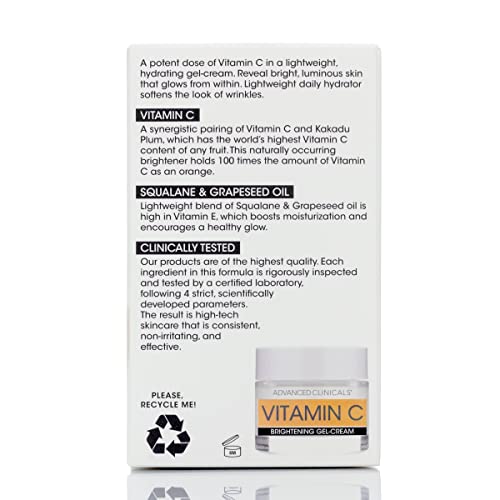 Advanced Clinicals Retinol + Niacinamide Anti-Aging Face & Body Cream + Vitamin C Brightening Face Gel Cream Set