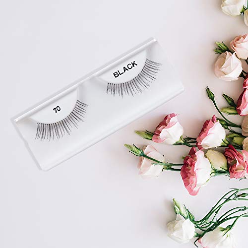 Andrea False Eyelashes Flirty Style 70 - Black, Lightweight, Reusable Strip Lashes for Everyday Wear, 4-Pack
