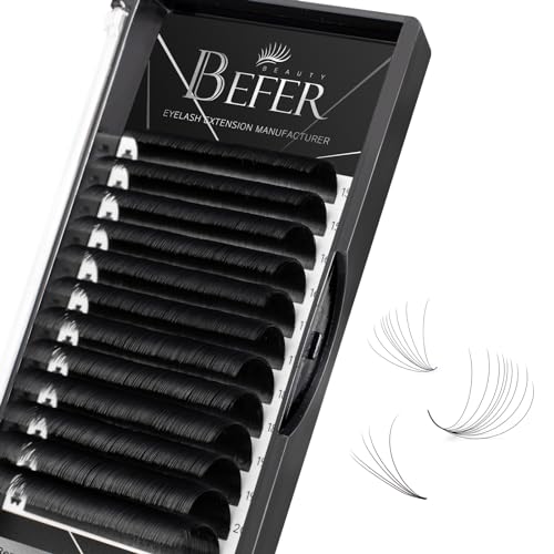 Volume Lash Extensions 0.07D, Mix-15-20mm Eyelash Extension Matte Black, Easy Fan Volume Lashes Fluffy Matte Black Soft, D Curl Self Fanning Lash Extension Professional Eyelash Extensions