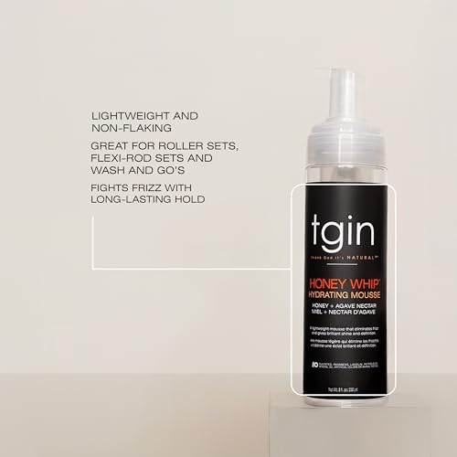 tgin Honey Whip Hydrating Mousse for Natural, Dry, Curly, and Damaged Hair - 8 Oz