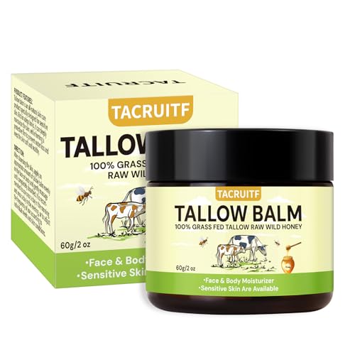 Organic Grass-Fed Beef Tallow & Raw Honey Balm ? Handmade Whipped Moisturizer for Face & Body, Soothes Eczema, Rosacea, Dry & Sensitive Skin ? Unscented, All-Natural, Chemical-Free (6 Packs / 12oz)