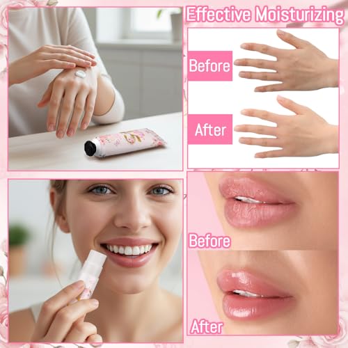 Leelosp 100 Pcs/50 Sets Quinceanera Party Favor Gifts for Guests 15th Thank You Gifts Girl Pink Hand Cream and Lip Balm Sweet 15th Birthday Party Favors for Guests