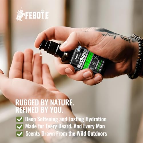 Biotin Beard Growth Oil for Men - 2 Pack Natural Conditioning Oil with Castor & Jojoba | Scented with Citrus & Shea Butter | Softens, Thickens, Moisturizes | Premium Beard Gift Set 2 OZ Each
