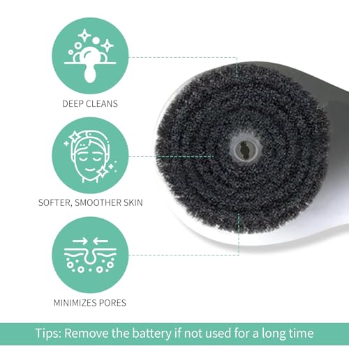 Activated Charcoal Facial Brush Head Replacement, Soft Spinning Bristles for Gentle Cleansing, Compatible with Most Facial Cleansing Devices, Smooth, Radiant Skin Care Accessory
