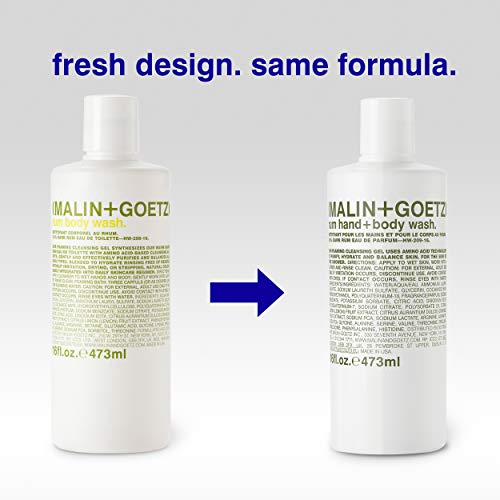 MALIN+GOETZ Hand + Body Wash | Gentle Foaming Cleanser with Botanical Extracts and Amino Acids | Hydrating, pH-Balanced, Unisex Scent | Vegan & Cruelty-Free (Eucalyptus, Bergamot, Rum, Cannabis)