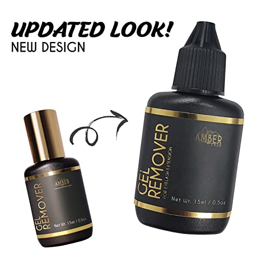 Amber Lash Safe Eyelash Extension Remover Gel 15ml, Gentle, Fast Acting Lash Glue Remover for Eyelash Extensions, Works in Just 60 Seconds - Non-Irritating Professional Eyelash Extension Gel Remover