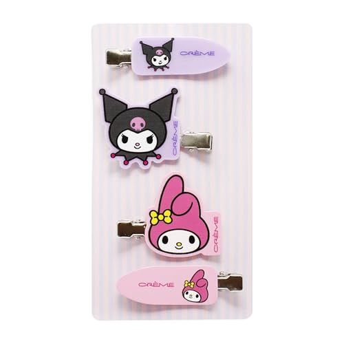 The Cr?me Shop X Sanrio My Melody & Kuromi Hair Clips: Comfortable, Damage-Free, Vegan, Cruelty-Free, Limited Edition Hair Accessories. Perfect Styling & Gift for Girls (Pack of 4)
