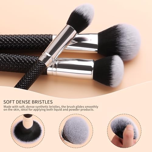 Makeup Brush Set, 15 Pcs Professional Makeup Brushes Kit, Premium Multi-Functional Travel Makeup Kit for Concealers, Eyeshadow, Blending Liquid Powder & Blush, Eyeliner Makeup Brushes (Black)
