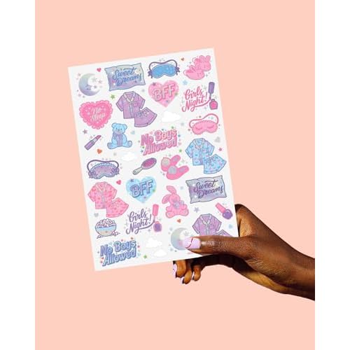 xo, Fetti Pink Sleepover Party Temporary Tattoos for Girls - 52 styles | Pink Birthday Party Supplies, Girls Movie Night Goodie Bag Favors, Cute Bday Decorations, Easter Basket, Stocking Stuffer