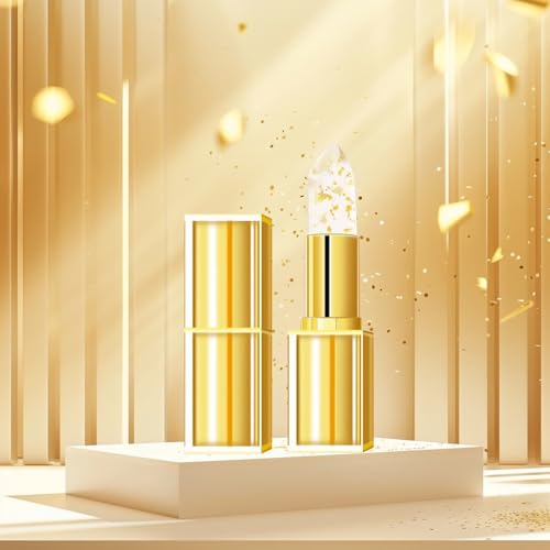Charm Kiss 2PCS Transferproof Color Changing Lipstick, Mood Lipstick Color Changing Long Lasting 24H, Gold Foil Moisturizing Gloss Lip, Transfer-Proof, Moisturizing Glossy Shine Lip Gloss for Women