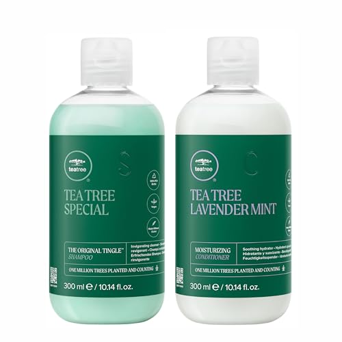 Tea Tree Special Shampoo,Deep Cleans, Refreshes Scalp,For All Hair Types, Especially Oily Hair & Tea Tree Lavender Mint Moisturizing Conditioner,Hydrates + Soothes,For Coarse Dry Hair,10.14 fl oz, Set