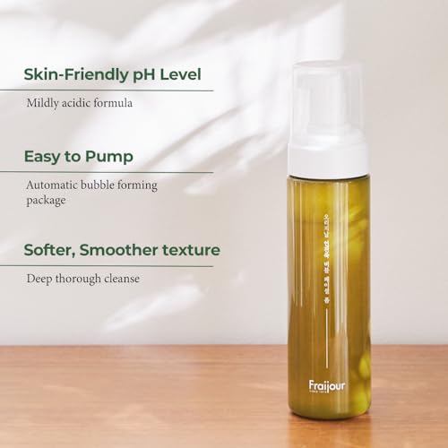 Fraijour Artemisia Bubble Facial Foam ? Korean Instant Foaming Face Cleanser for Dry & Sensitive Skin, Hydrating & Gentle Daily Wash, pH Balanced with Plant Extracts, Touchless Dispensing, 7.05 oz.
