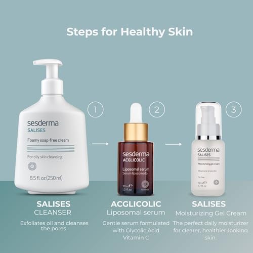 Sesderma SALISES Moisturizing Gel Cream, Acne Treatment for Oily & Combination Skin, Control Breakouts & Hydrate, 1.7 fl oz
