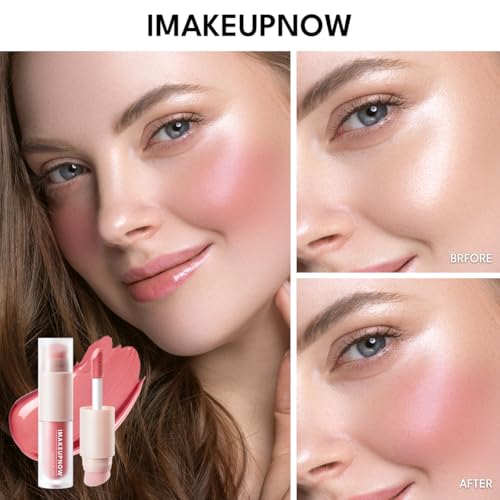 imakeupnow Liquid Blush Stick for Cheeks Natural Matte Finish Make Up, High Pigment Blush Stick Long-lasting Dewy Cheek Tint With Build in Brush#L001