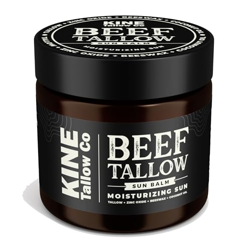 Kine Tallow Co. Moisturizing Tallow Sun Balm, Zinc Oxide Protection, Natural Ingredients with Beeswax and Coconut Oil