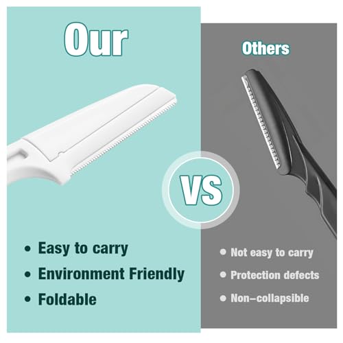 4PCS Foldable Eyebrow Face Razor, Eyebrow Trimmer Facial Hair Remover for Women and Men, Safe & Portable Design