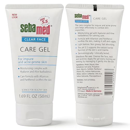 SEBAMED Clear Face Care Gel (50mL) with Aloe Vera and Hyaluronic Acid for Impure and Acne Prone Skin - Made in Germany - Pack of 2