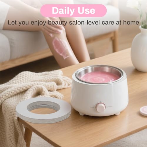 Wax Collars for Wax Pot - 50PCS Disposable Coated Paper Protective Clean Collar for 14oz Wax Warmer Melting Pot for Hair Removal Women Wax Bath Accessories Esthetician Professional Supplies