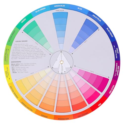 Color Wheel, Creative Color Wheel, Paint Mixing Learning Guide, Art Class Teaching Tool for Makeup Blending Board Chart Mix Colours 9.1 Inch