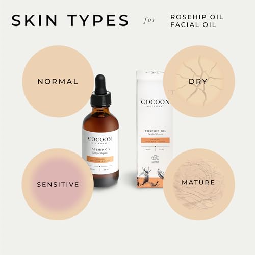 Cocoon Apothecary Rosehip Oil 2 fl oz - 100% Pure Facial & Rosehip Oil For Face, Ecocert Cosmos Organic, Nourish + Calm, Hydrate, Smooth Dry Irritated Skin, Rich in Antioxidants