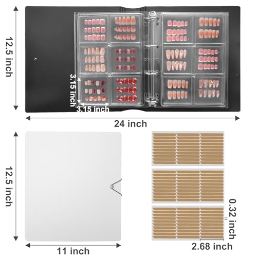 CGBE Press On Nail Organizer: Upgraded Dust & Crush-Resistant Protection - Removable D-Ring Binder Pages - Press On Nail Storage with Nail Tape